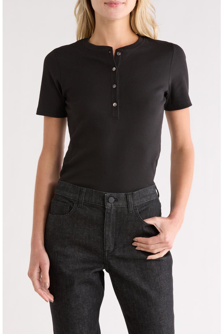 Perry Rib Knit Henley, Main, color, BLACK