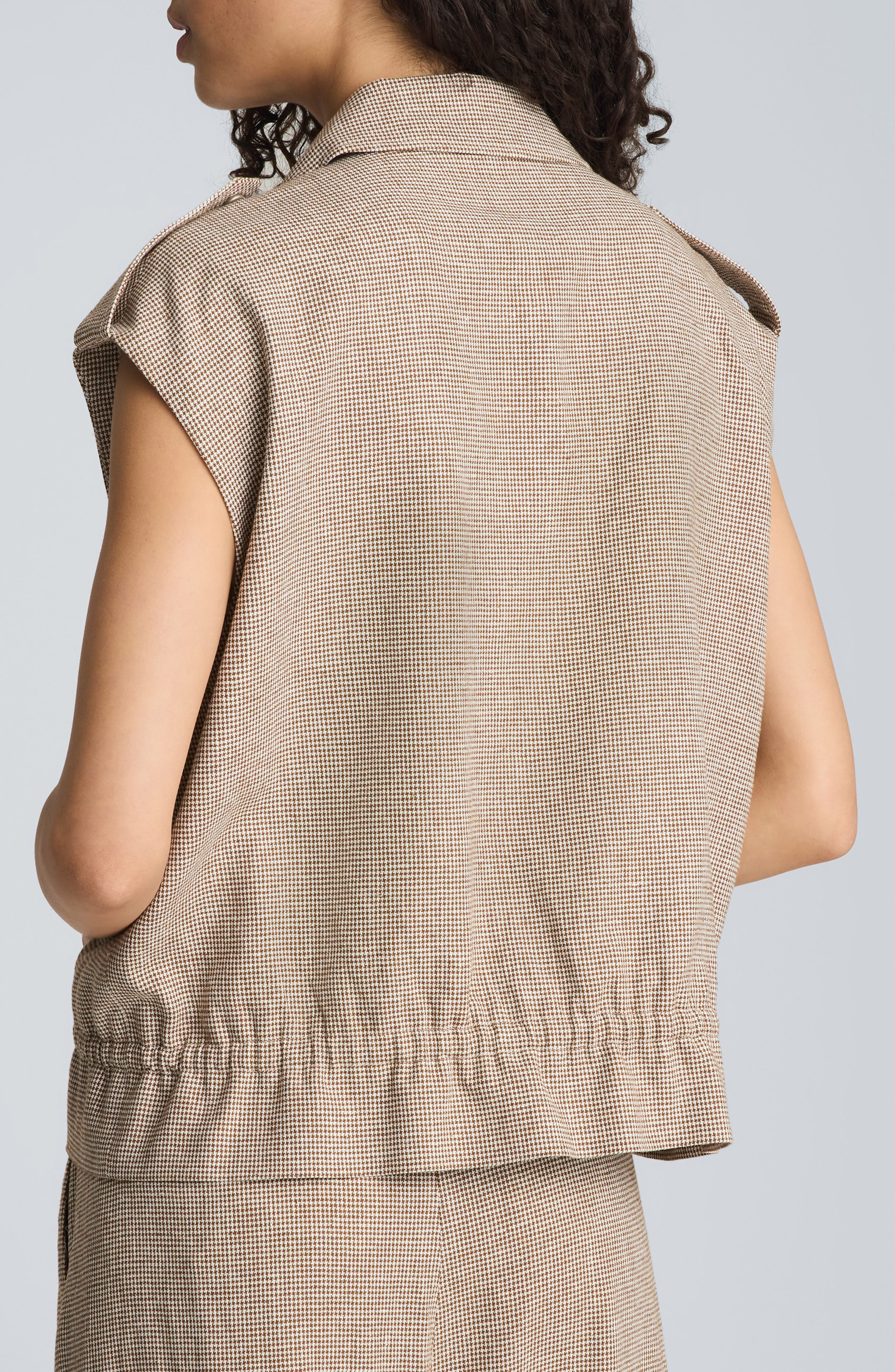 Puppytooth Check Short Sleeve Linen Blend Jacket - image 2