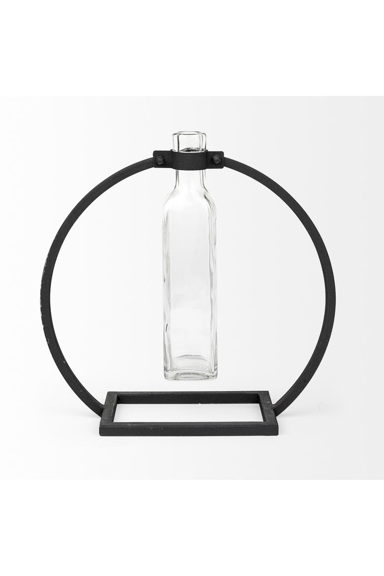 Monica Metal Glass Bottle Vase, Alternate, color, Black