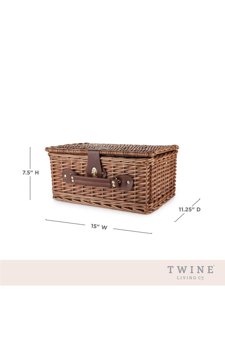 TWINE Newport Wicker Picnic Basket Set, Alternate, color, Brown