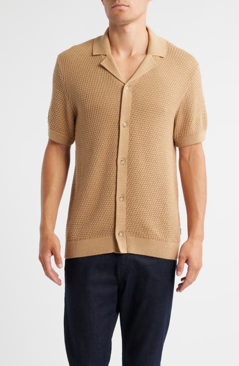 Iconico Texture Knit Camp Shirt