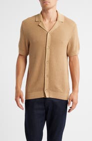 BOSS Iconico Texture Knit Camp Shirt