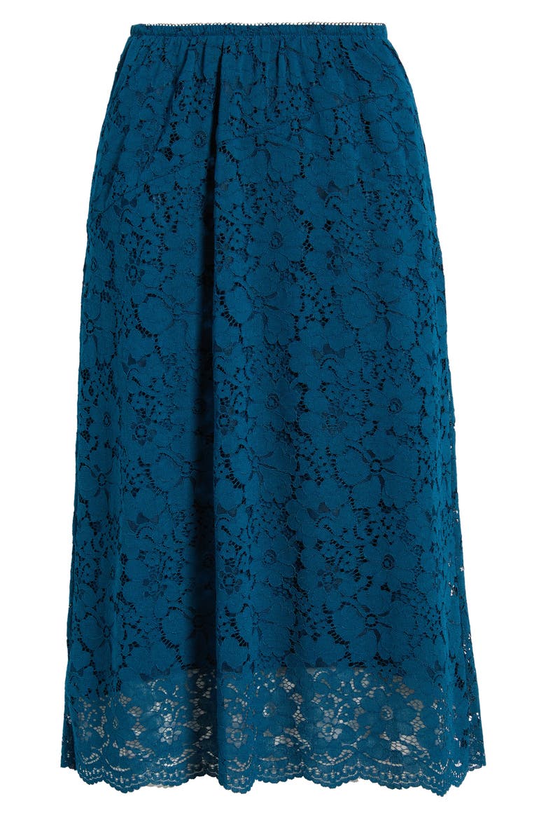 Lace Midi Skirt, Alternate, color, BLUE POSEIDON