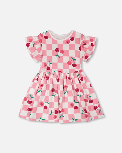 Organic Cotton Jersey Cherries Short Sleeve Dress (Toddler, Little Kid & Big Kid)