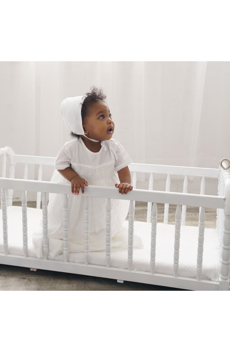 Carriage Boutique Smocked Christening Gown & Bonnet Set, Alternate, color, White