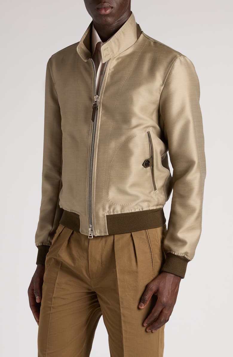 TOM FORD Wool Blend Twill Harrington Jacket, Main, color, Fg796 Soft Military