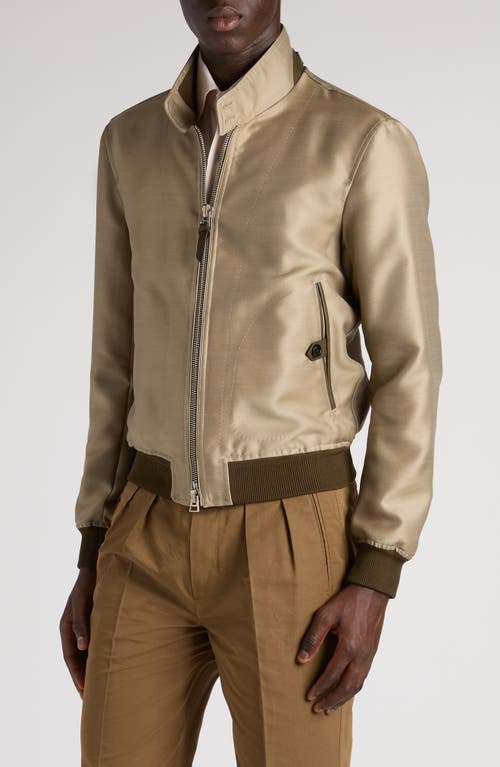 Tom Ford Wool Blend Twill Harrington Jacket In Fg796 Soft Military