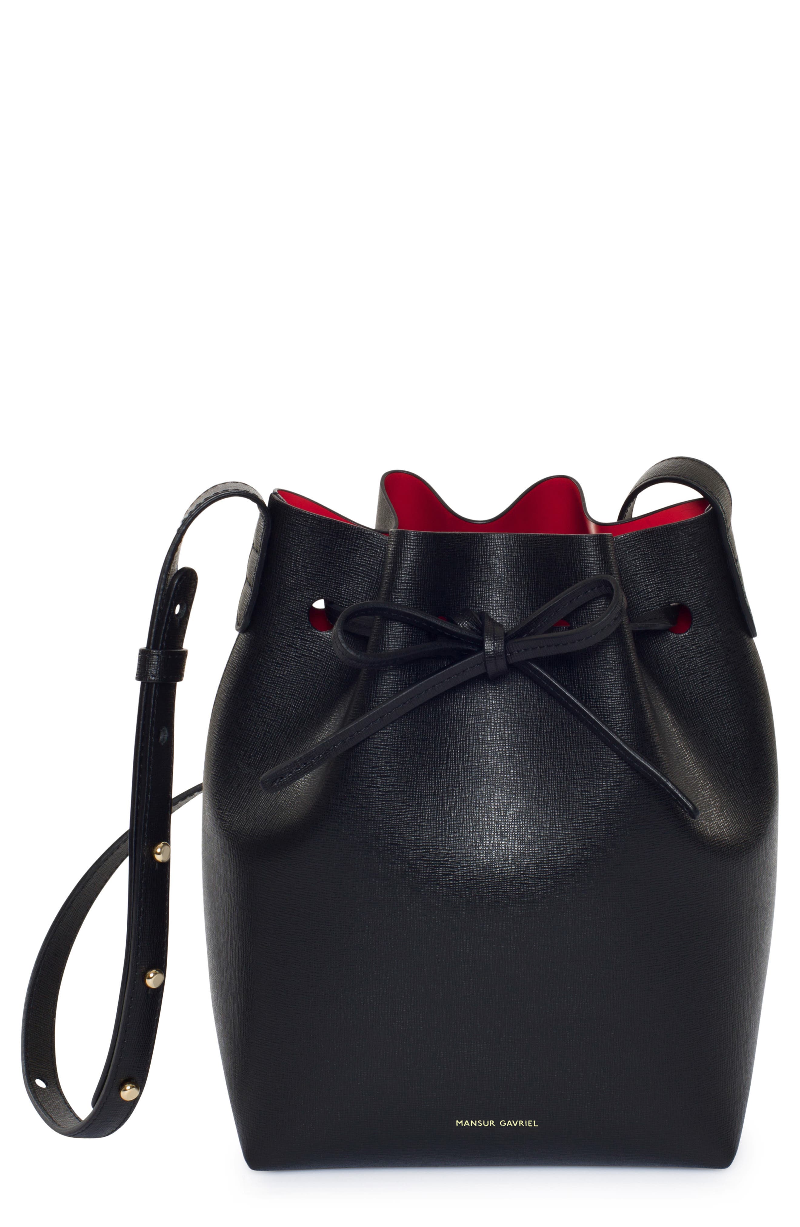 Mansur Gavriel Mini Saffiano Leather Bucket Bag, Main, color, 
