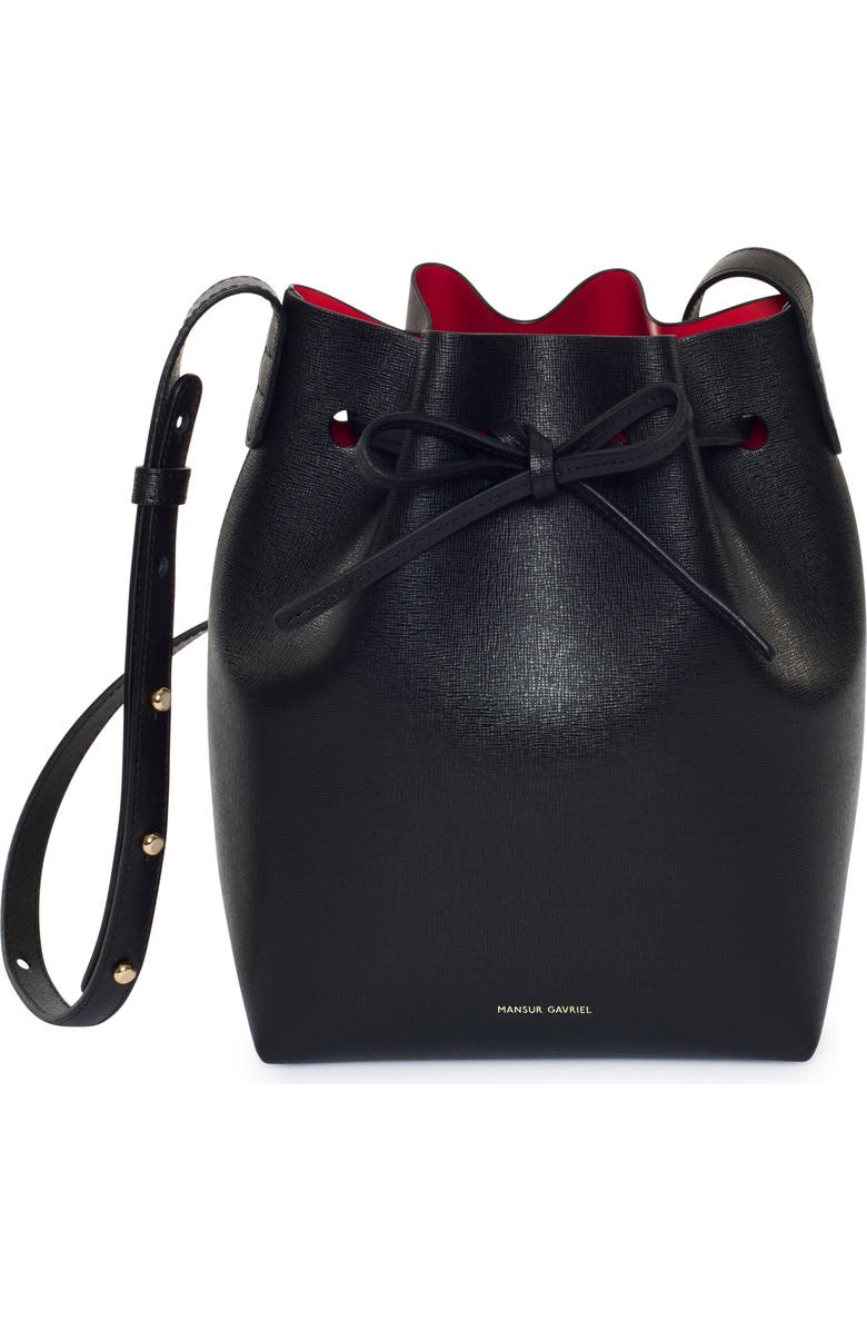 Mansur Gavriel Mini Saffiano Leather Bucket Bag, Main, color,