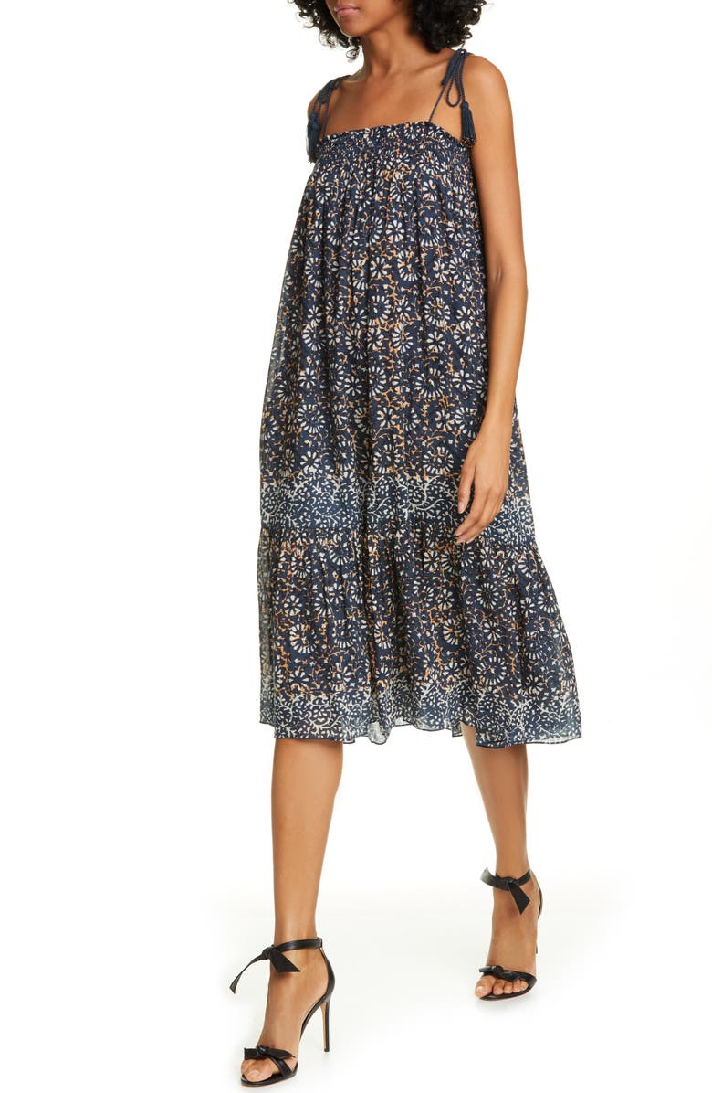 Ulla Johnson Eugenia Floral Print Midi Dress, Alternate, color,