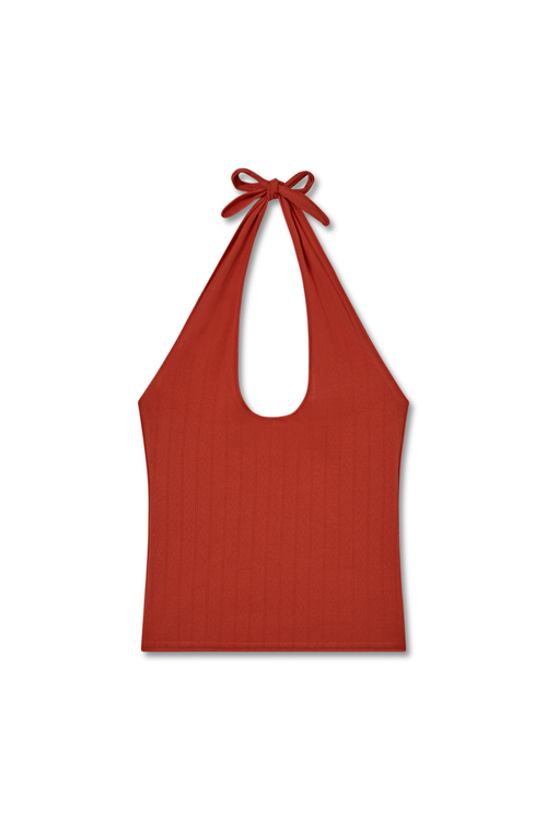 Vir Vita Pauline Pointelle Halter Top In Red