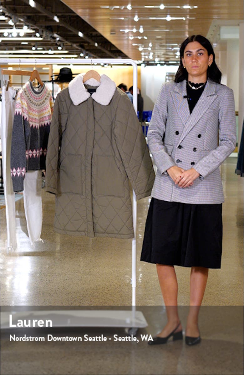 Water Resistant Quilted Coat with Removable Faux Shearling Collar, sales video thumbnail
