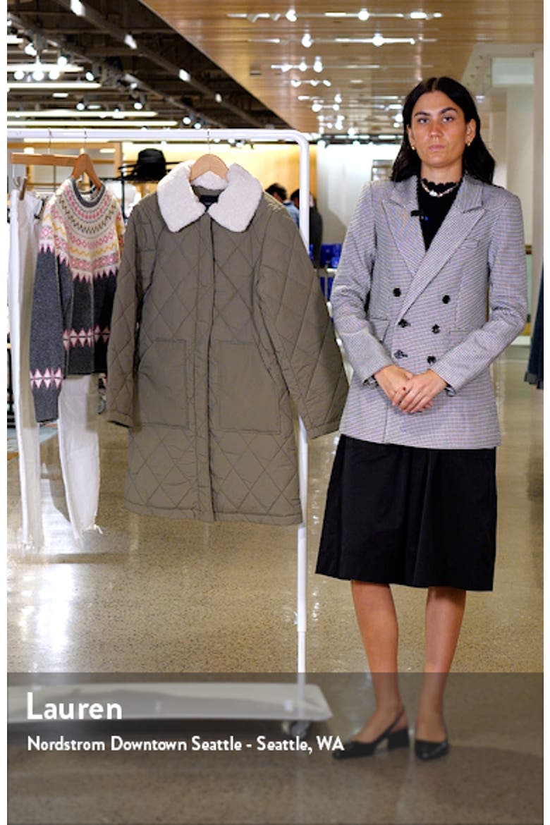 Water Resistant Quilted Coat with Removable Faux Shearling Collar video