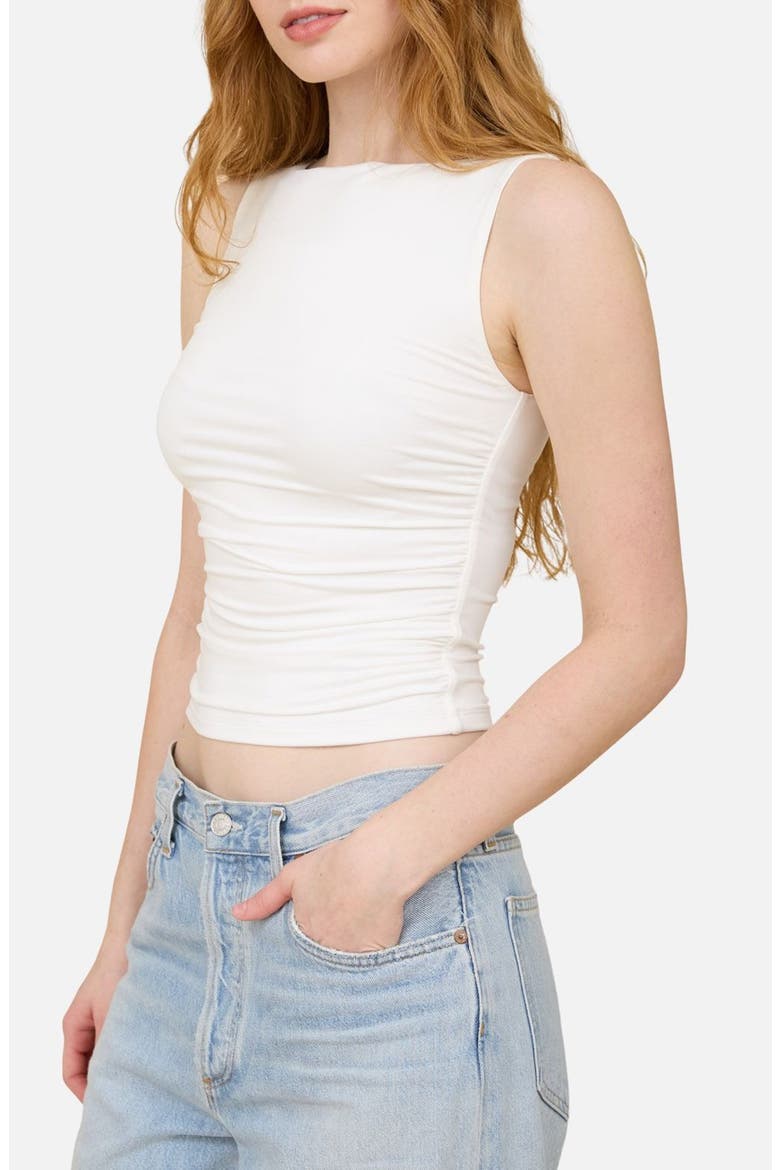 Side Ruched Tank, Alternate, color, WHITE