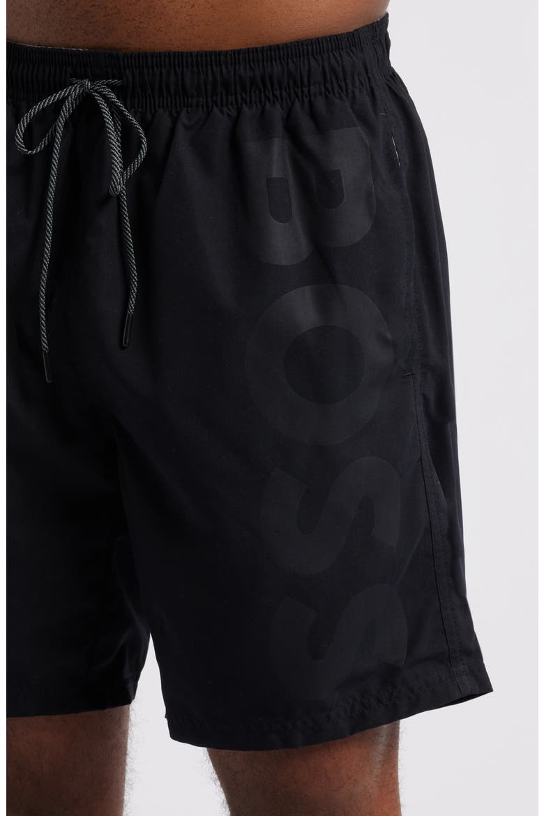 Orca Logo Graphic Swim Trunks, Alternate, color, BLACK