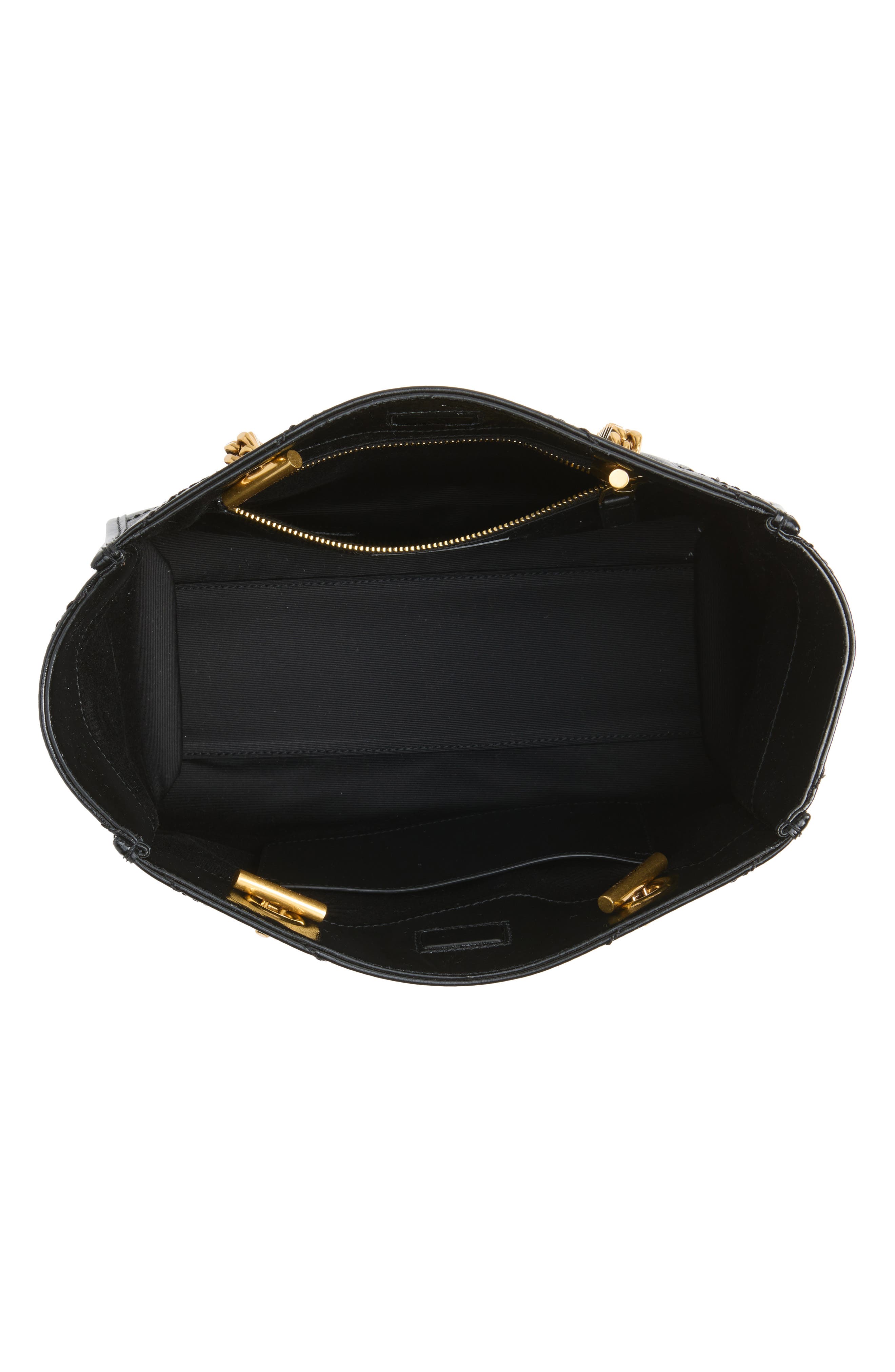 Small Niki Matelassé Leather Shopping Tote, Alternate, color, BLACK