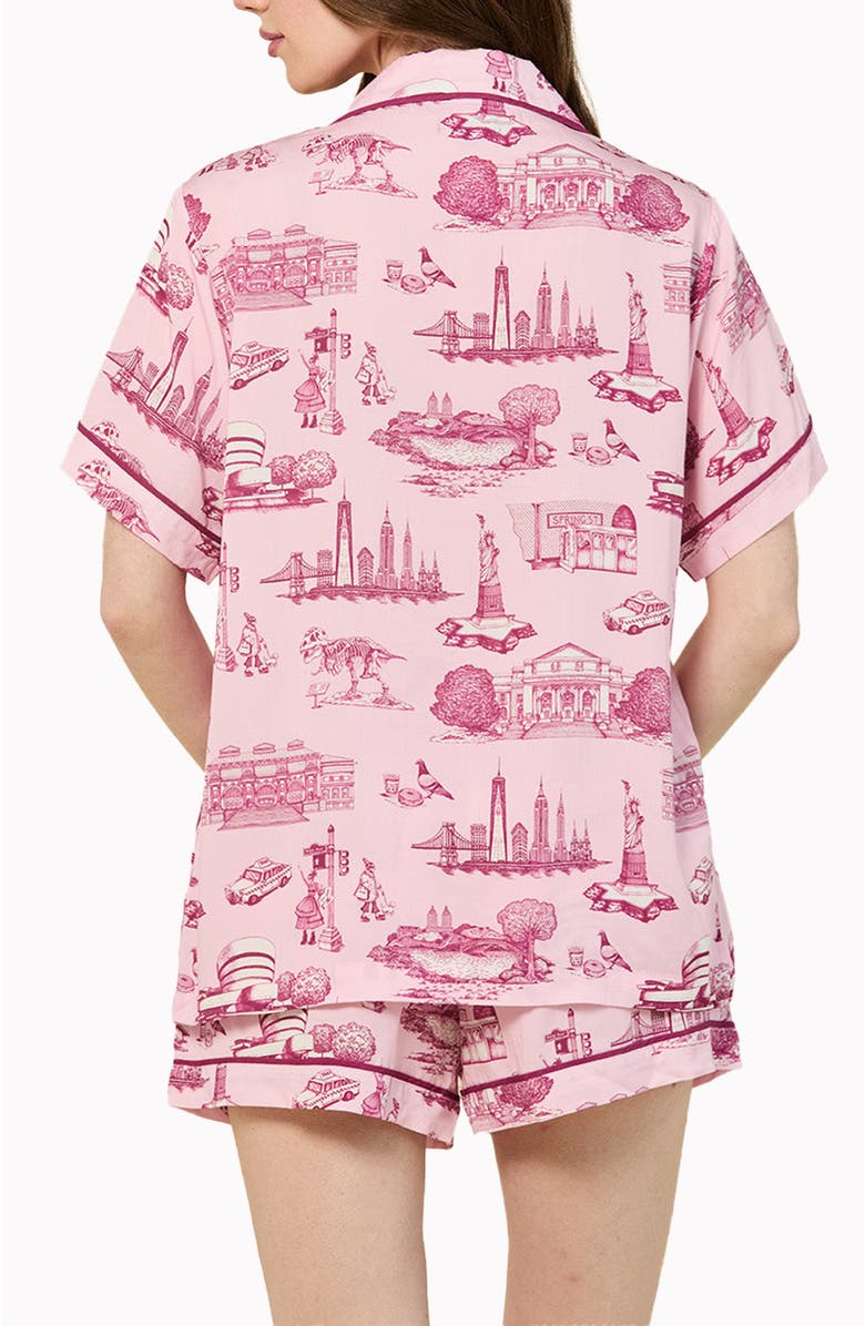 Katie Kime New York Toile Shorts Set, Alternate, color, Pink