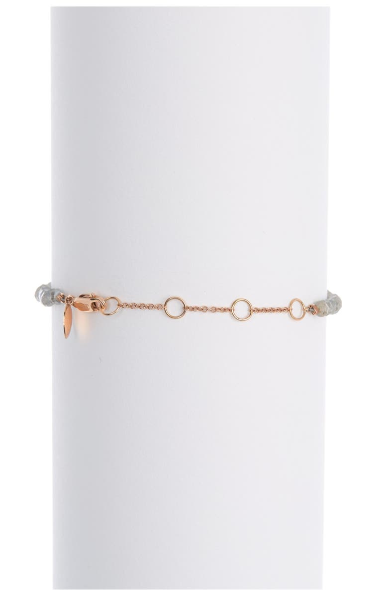 Meira T 14K Rose Gold Blue Amazonite & Pave Diamond Halo Beaded Labradorite Bracelet, Alternate, color, 