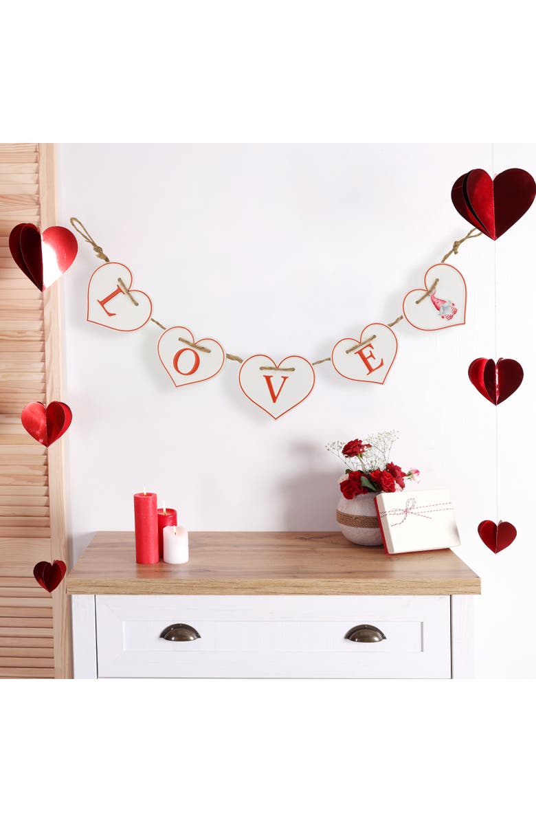 Northlight Hearts "LOVE" Valentine
s Day Metal Banner - 32" - White and Red, Alternate, color, White