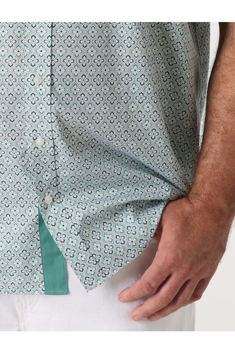 Big & Tall Quatrefoil Pattern Sport Shirt V2, Alternate, color, GREEN