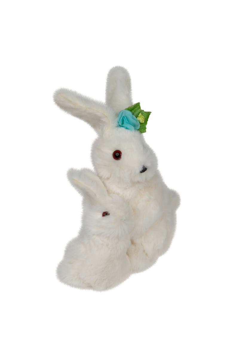 Northlight Plush Mother and Baby Easter Bunny Rabbit Spring Decoration - 10", Alternate, color, White