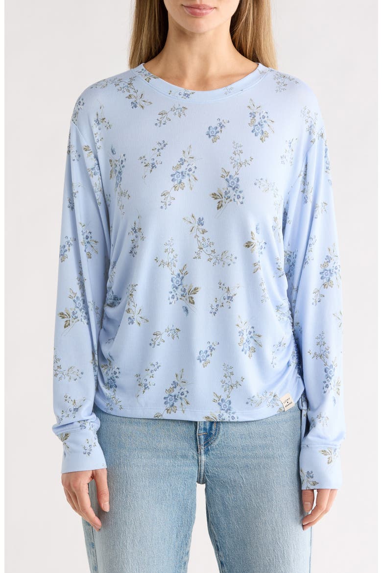 Cozy Ruched Side Long Sleeve Top, Main, color, BLUE MULTI
