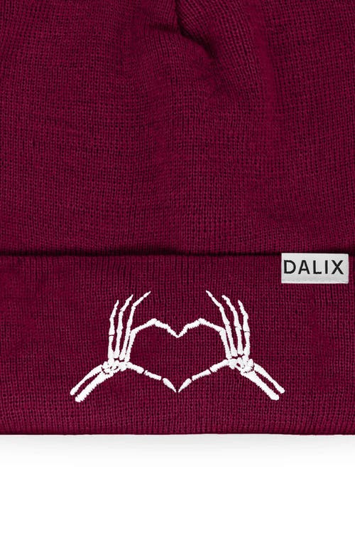 Dalix Heart Of Bones Beanie In Maroon