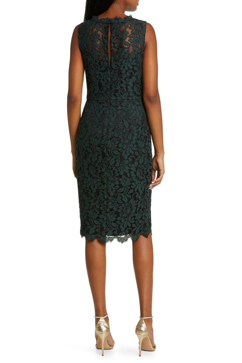 Sleeveless Lace Sheath Dress, Alternate, color, HUNTER