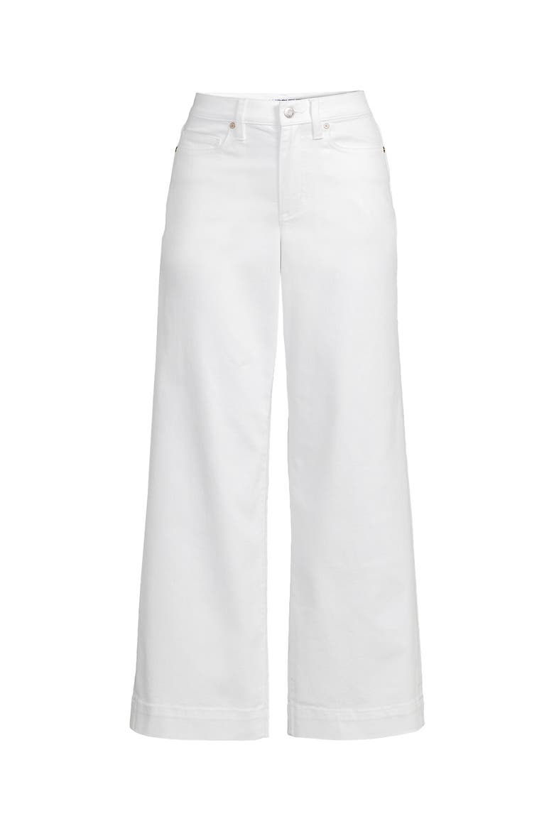Plus Size Denim High Rise Wide Leg Crop Jeans, Alternate, color, White