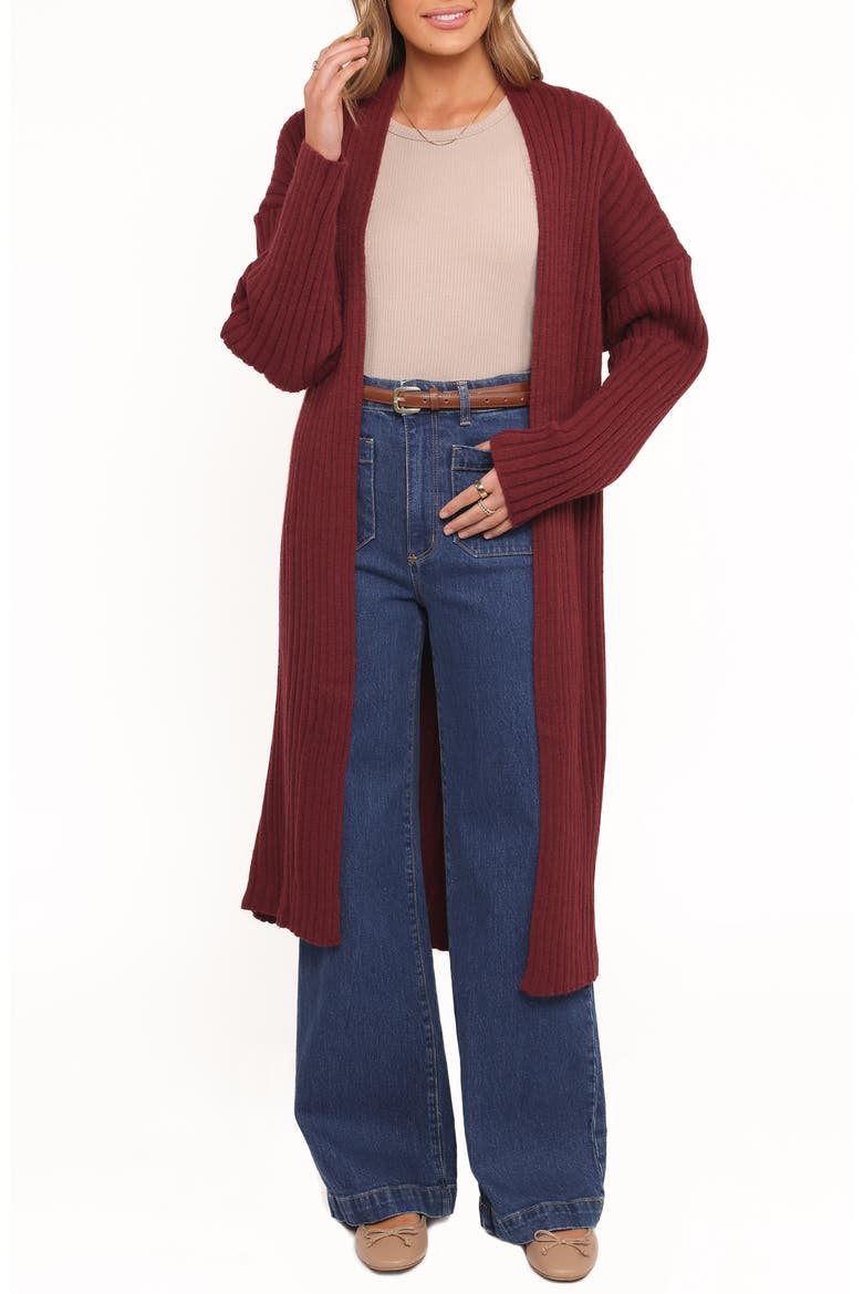 Jasmia Rib Longline Cardigan, Main, color, WINE
