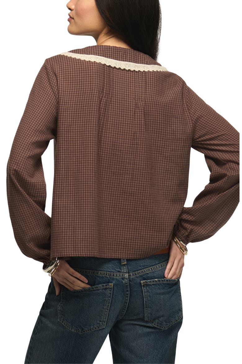 Lace Collar Shirt, Alternate, color, BROWN GINGHAM