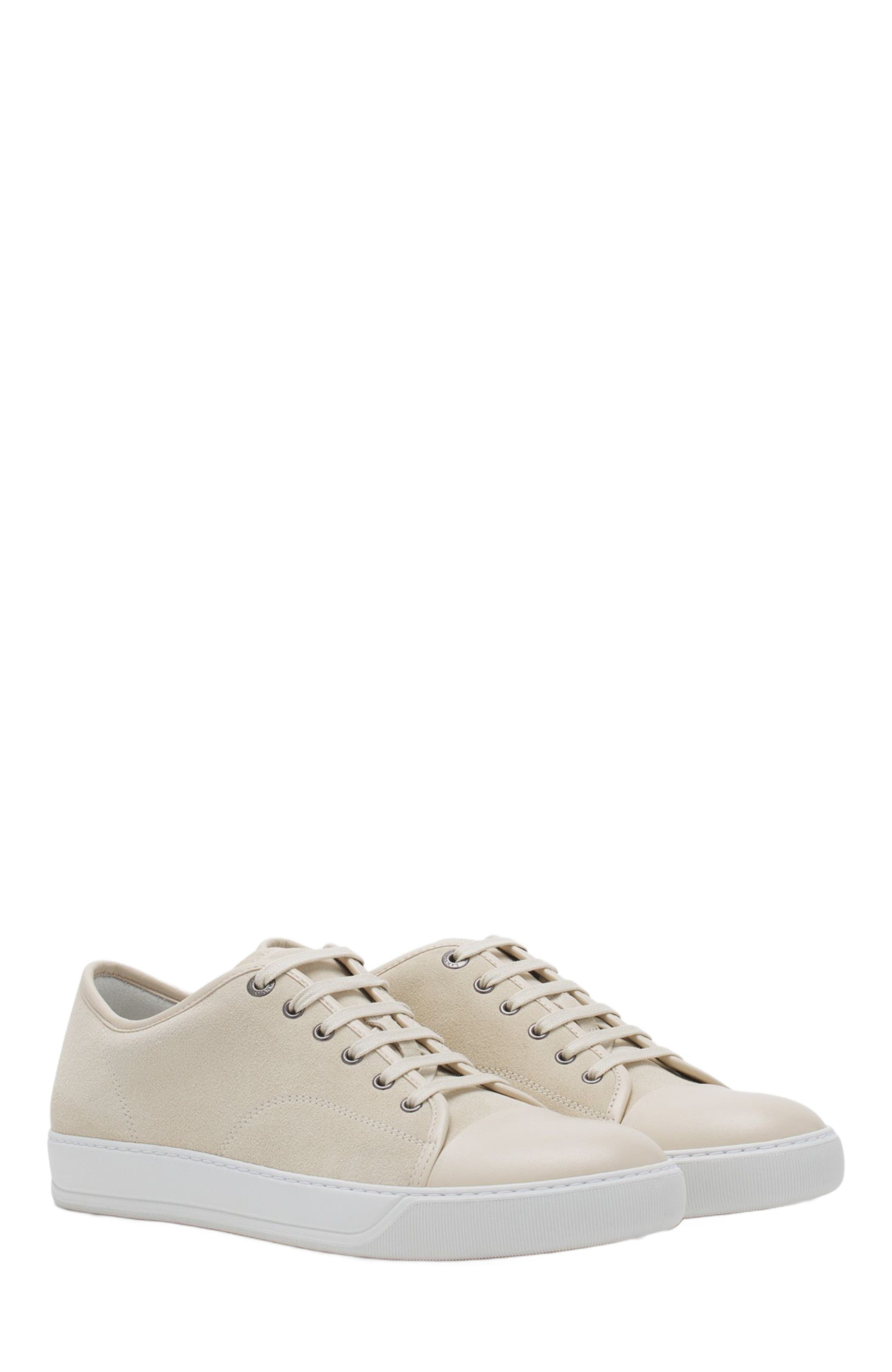 Lanvin DBB1 LEATHER AND SUEDE SNEAKERS, Alternate, color, Vanille