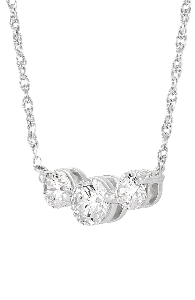 Frankie & Zoe 10K White Gold Round Lab Grown Diamond Trio Pendant Necklace, Alternate, color, Yellow Gold