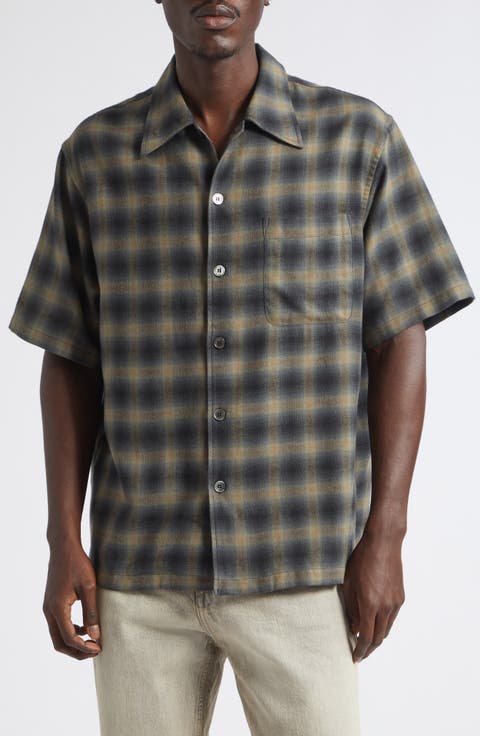 Every Check Short Sleeve Cotton & Wool Button-Up Shirt
