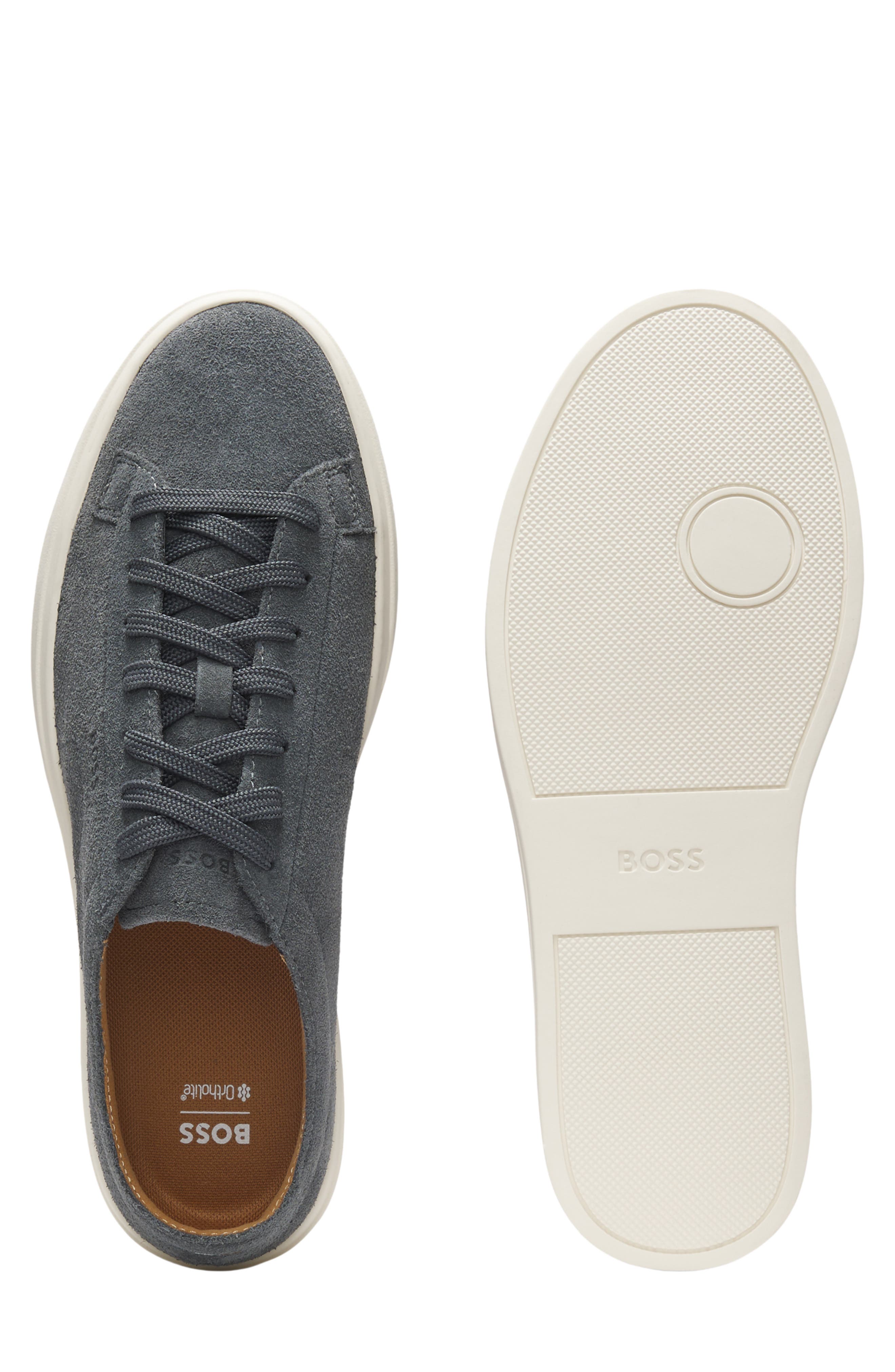 BOSS Kieran Suede Low Top Sneaker, Alternate, color, Dark Grey Suede