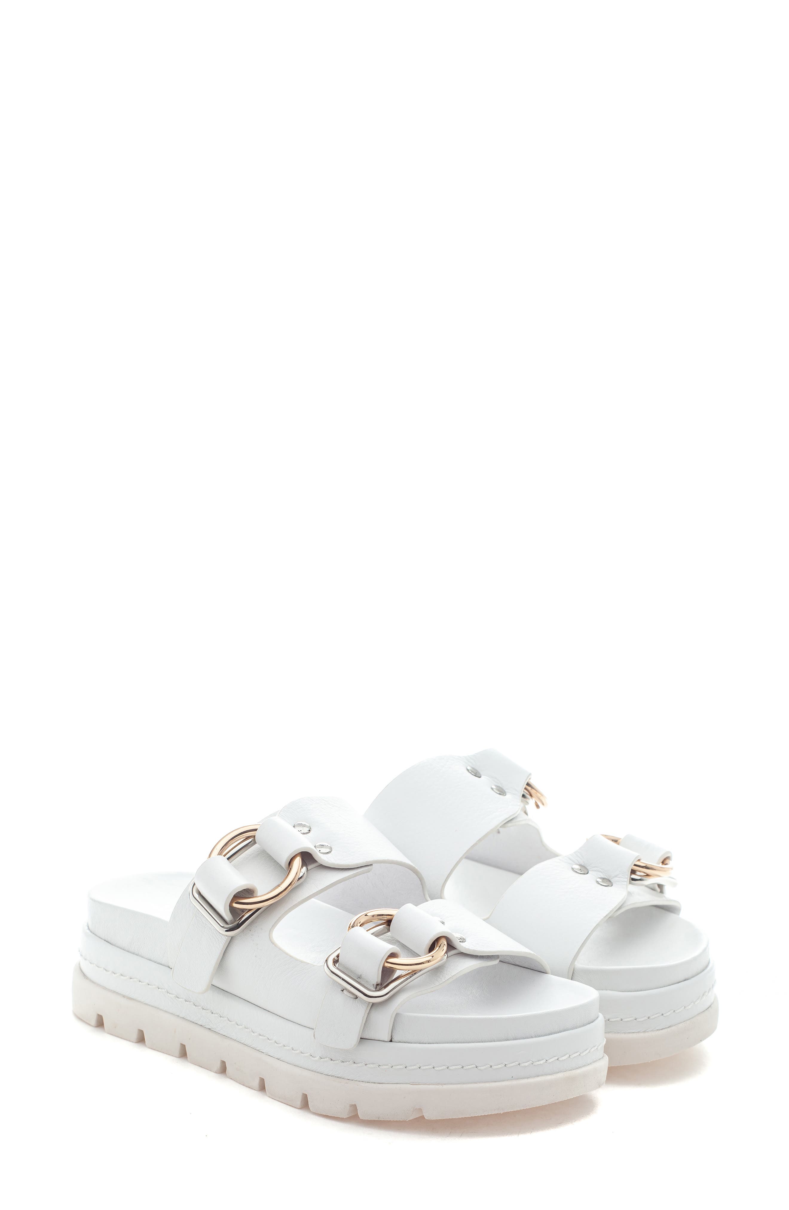 Baha Slide Sandal, Alternate, color, WHITE LEATHER