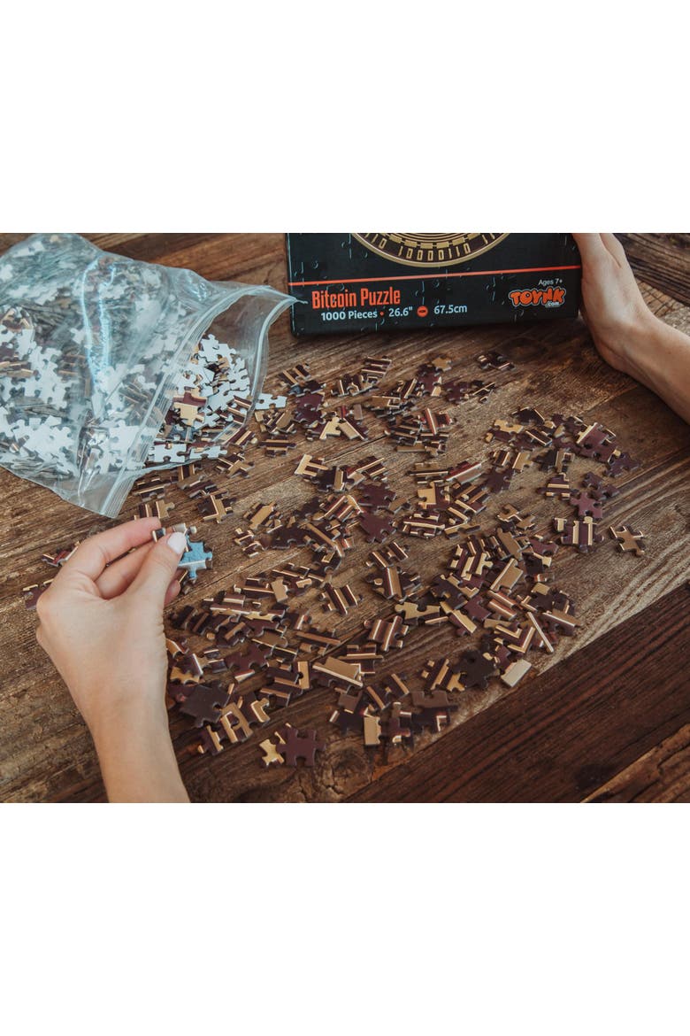 Bitcoin 1000-Piece Round Jigsaw Puzzle | Toynk Exclusive, Alternate, color, Brown
