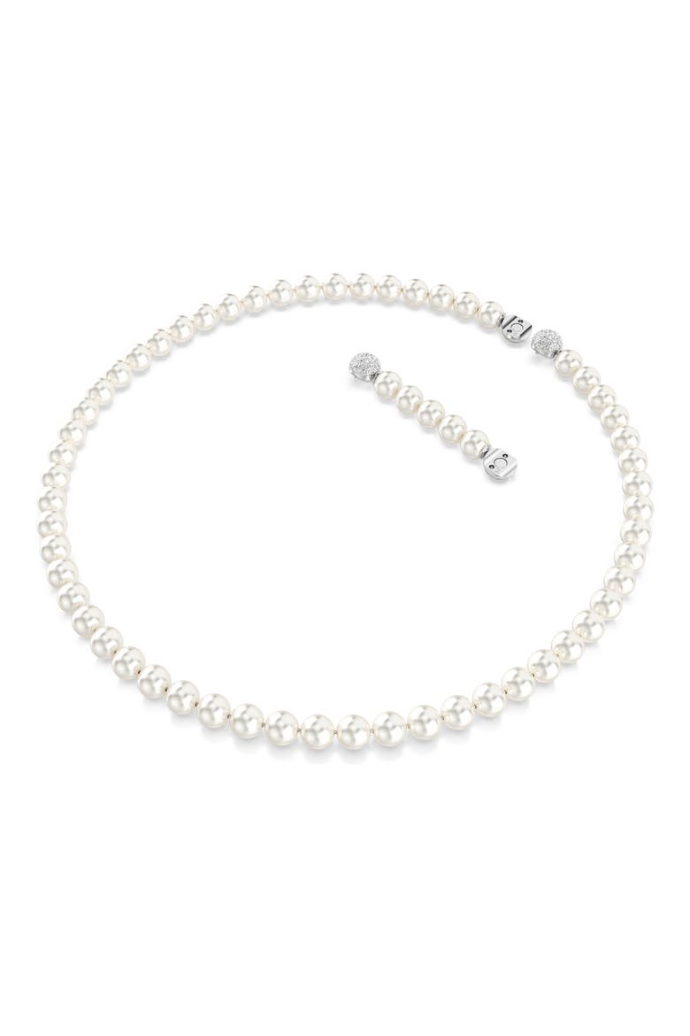 Matrix Faux Pearl Tennis Necklace, Alternate, color, WHITE/ SILVER