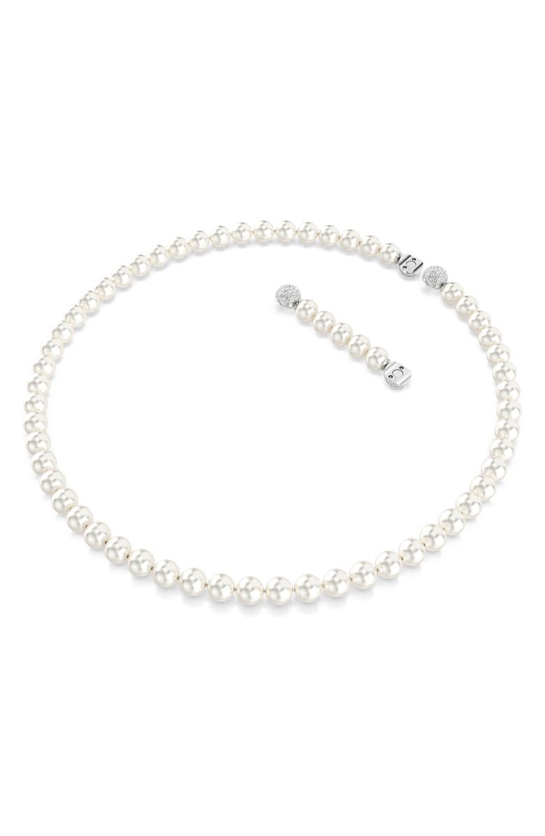 Swarovski Matrix Faux Pearl Tennis Necklace, Alternate, color, White/ Silver