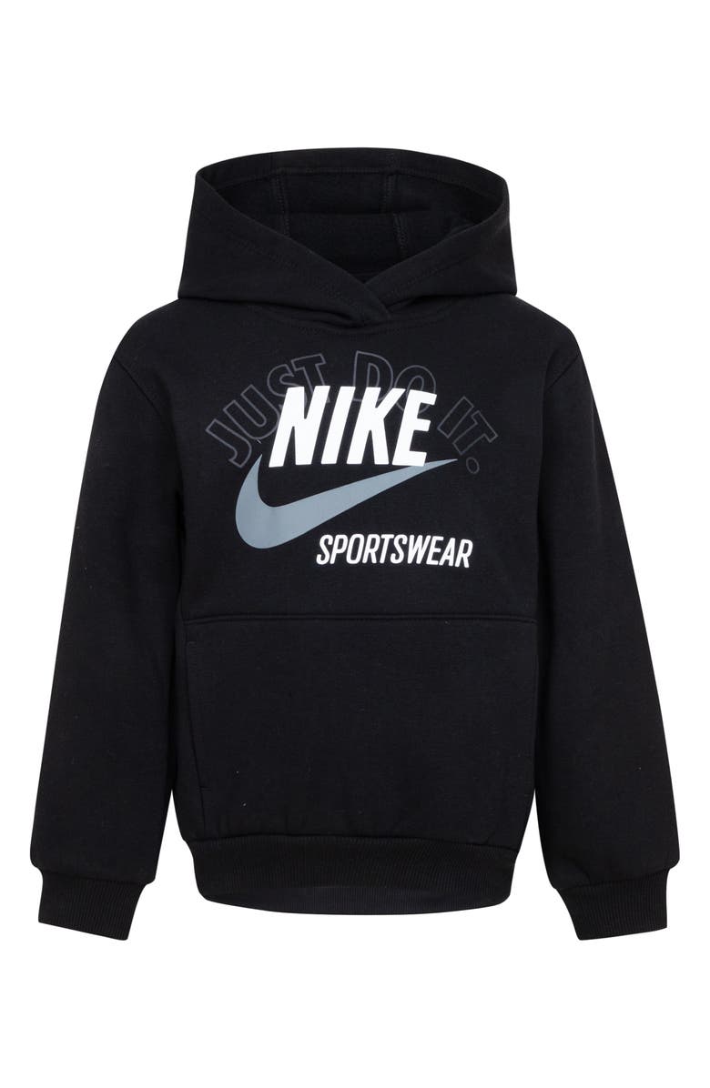 Nike Kids' Retro Sportswear Club Fleece Hoodie, Main, color, 023Black