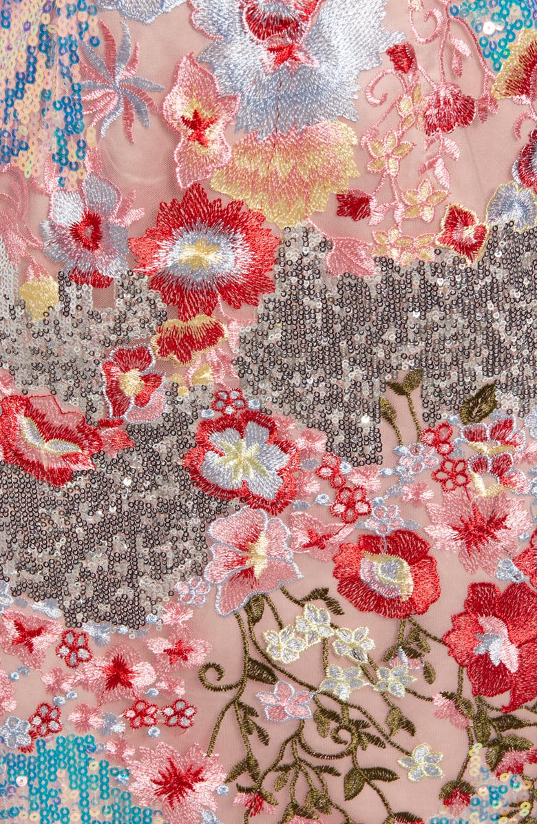 Chi Chi London Heideh Floral Embroidery & Sequin Sheath Dress, Alternate, color, 