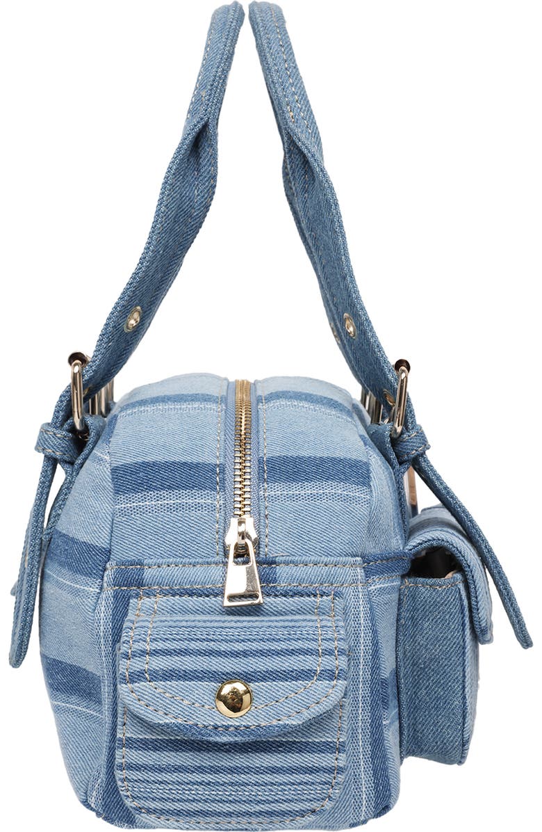 True Religion Multistripe Soft Satchel Bag, Alternate, color, Denim/ Blue