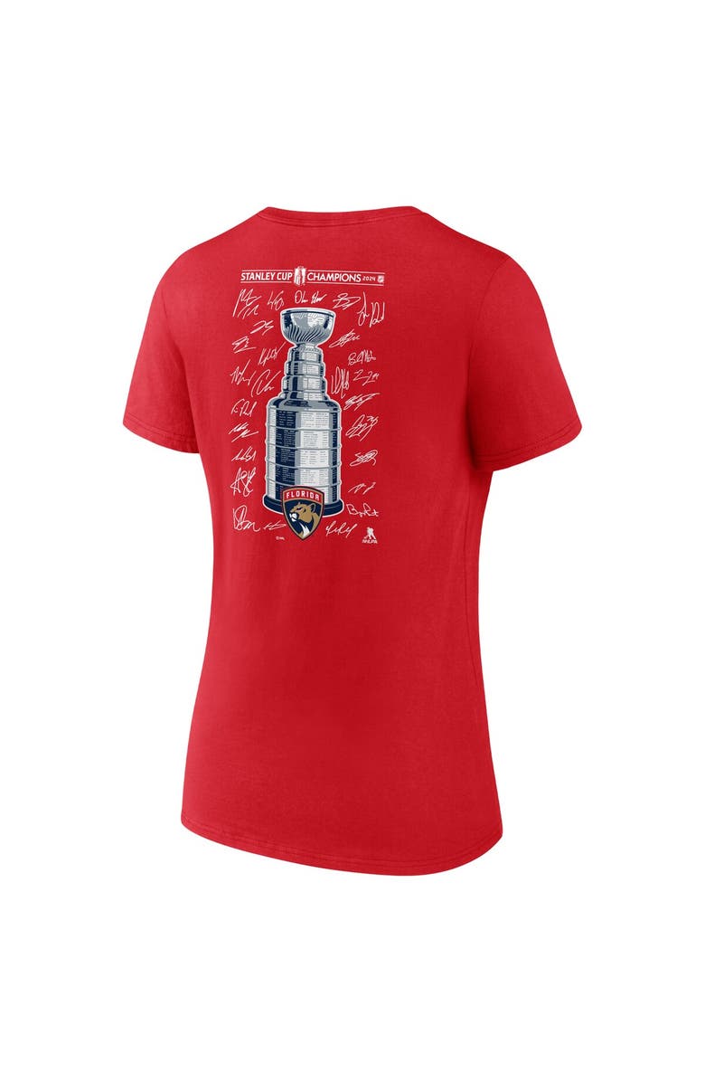 FANATICS Women's  Red Florida Panthers 2024 Stanley Cup Champions Signature Roster V-Neck T-Shirt, Alternate, color, 