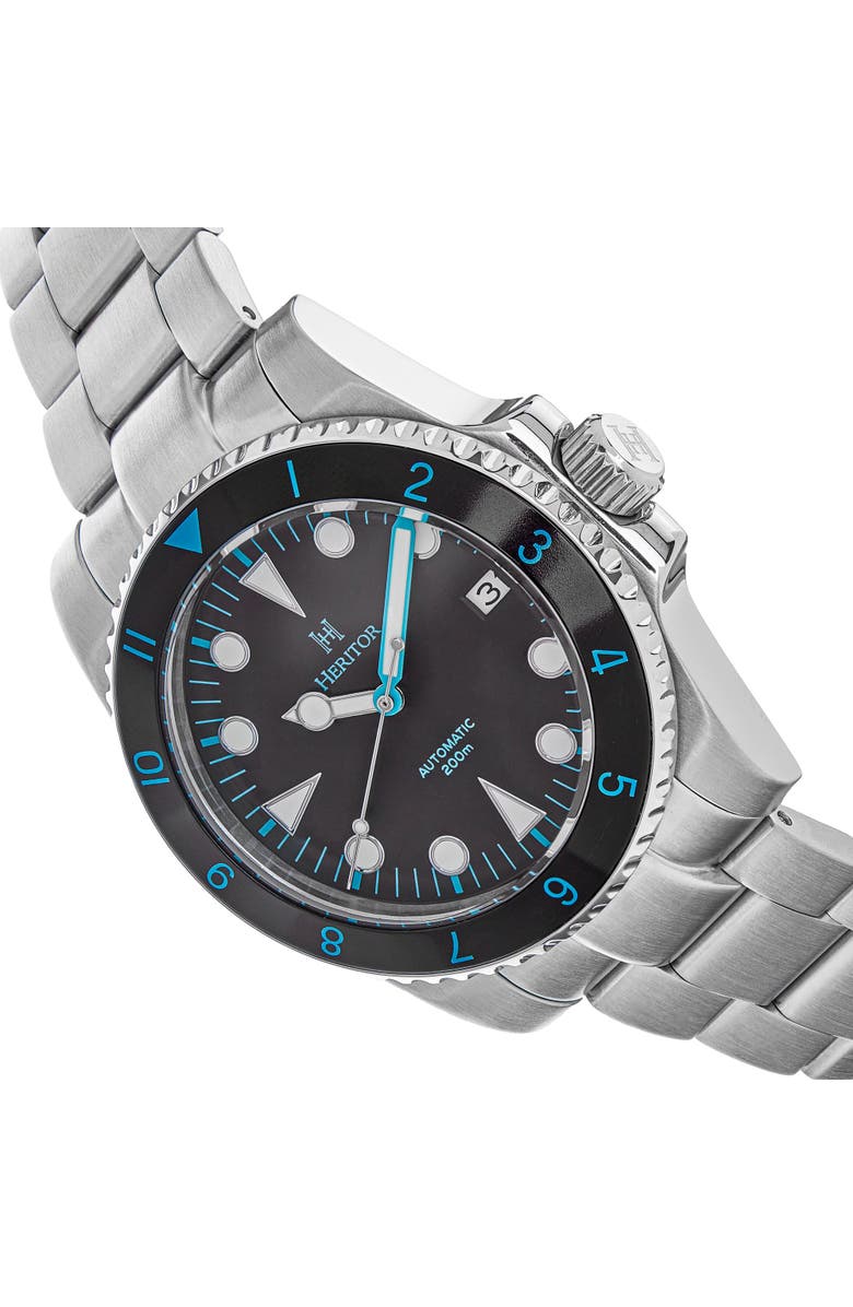 Heritor Automatic Luciano Bracelet Watch w/Date, Alternate, color, Black/Blue