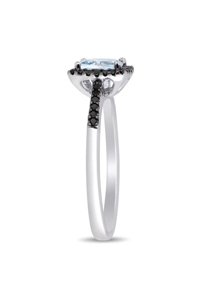 Cushion-Cut Aquamarine & Black Diamond Ring, Alternate, color, BLUE