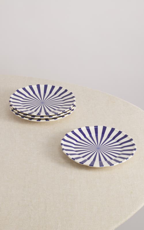 Maison Madison Home Mafalda 9'' Side Plate Set Of 4 In Blue/stripes