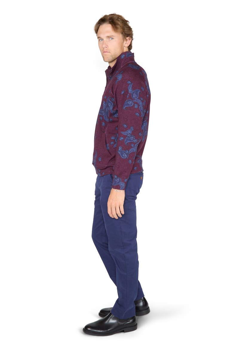 Craig Brushed Interlock Quarter Zip Pullover, Alternate, color, Montgat Paisley Plum