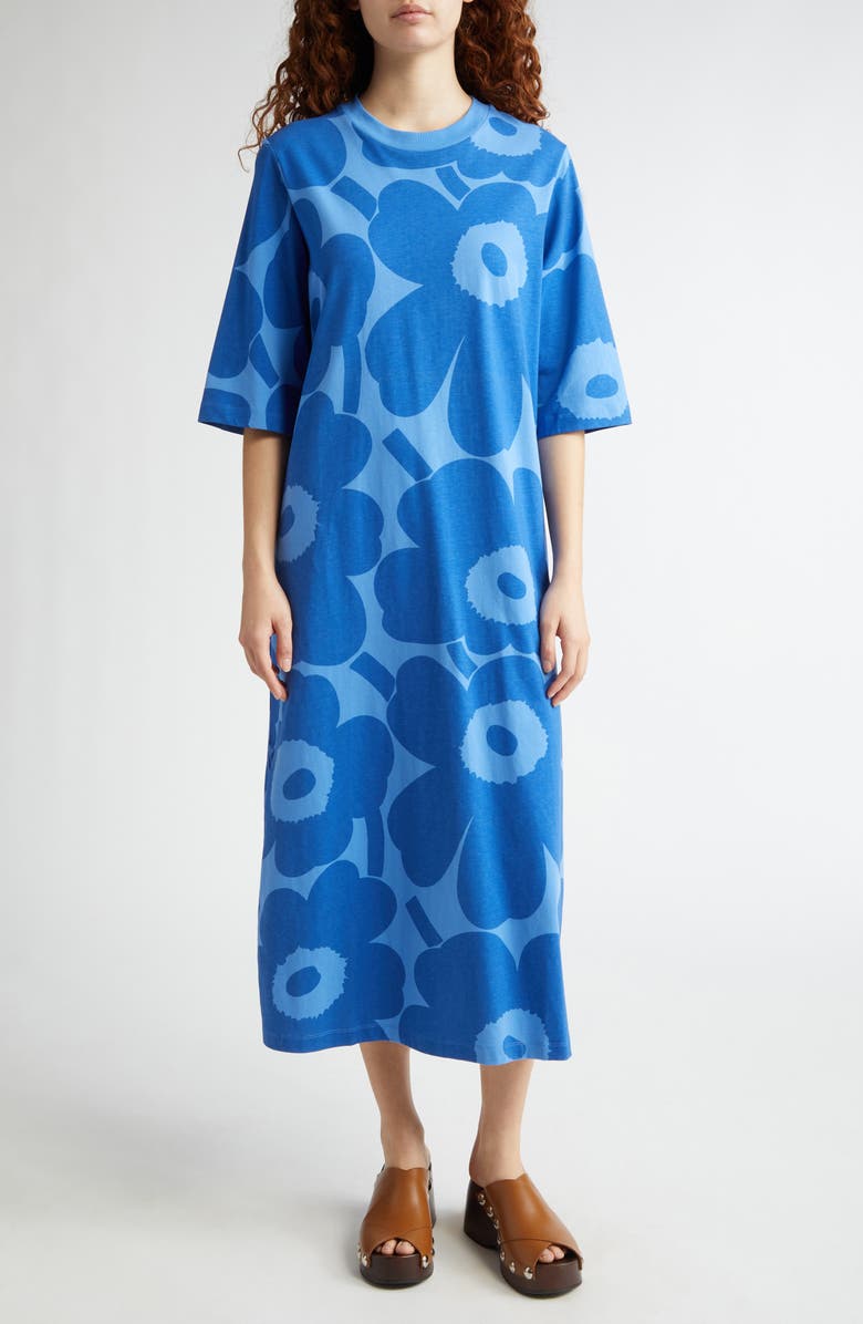 Marimekko Midia Unikko Relaxed Fit Cotton T-Shirt Dress, Main, color, 