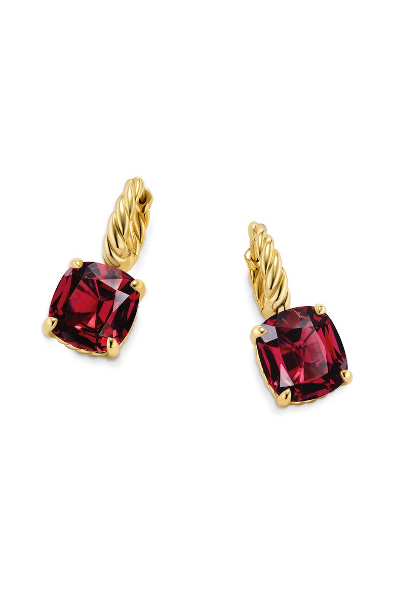 Marbella Stone Drop Huggie Hoop Earrings, Alternate, color, 18K YELLOW GOLD/ GARNET