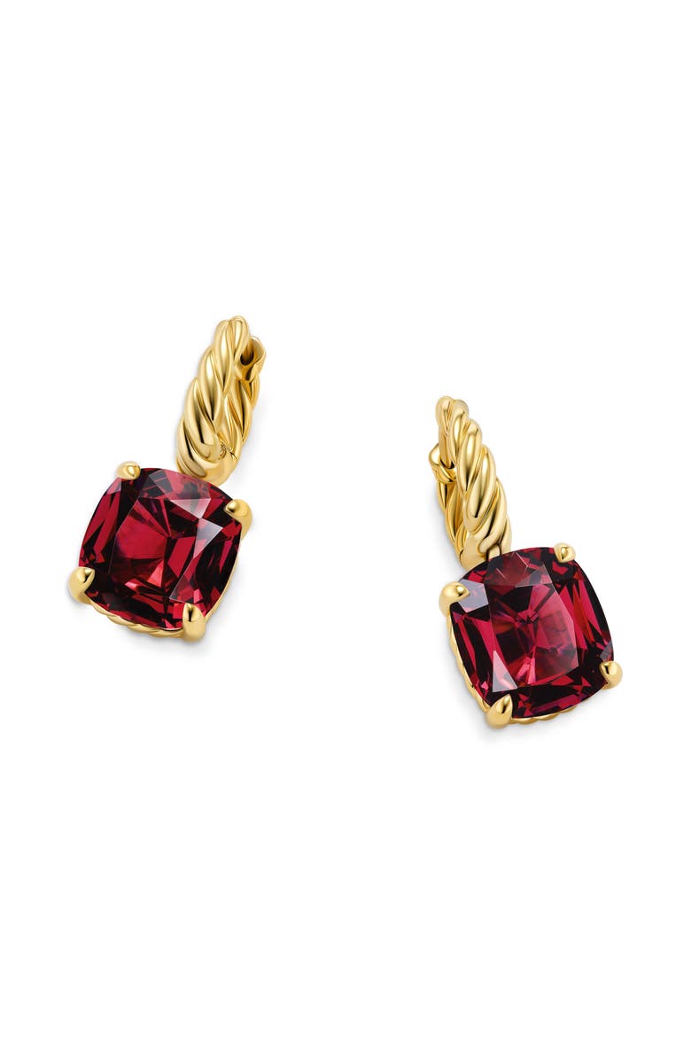 David Yurman Marbella Stone Drop Huggie Hoop Earrings, Alternate, color, 18K Yellow Gold/ Garnet